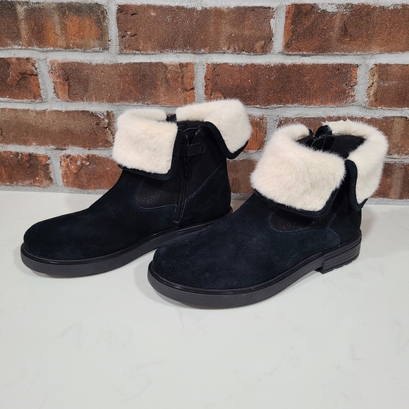 Geox Respira Italian Patent Faux Fur Girls Suede Boots EU 35 US 3.5 - Picture 2 of 7